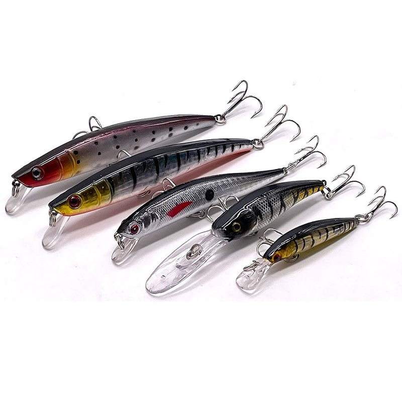 Conjunto 5 Iscas Artificiais JerkBait  - 5 a 11cm - 4 a 12g - Meia Água/Fundo/Superfície