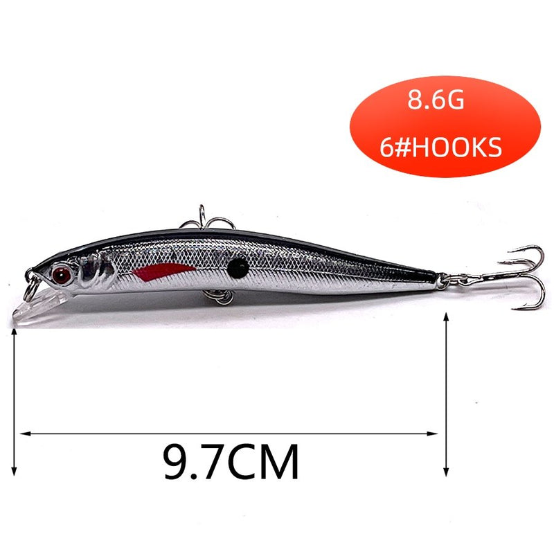 Conjunto 5 Iscas Artificiais JerkBait  - 5 a 11cm - 4 a 12g - Meia Água/Fundo/Superfície