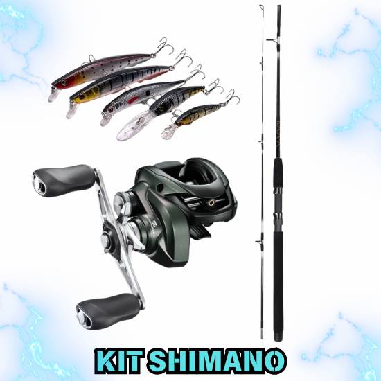 Kit Shimano - Vara Vision Carbono - Carretilha Shimano Curado MGL 150/151 XG - 5 iscas Jerl Bait