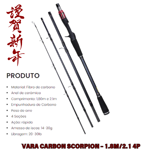 Kit Brutos  - Carretilha Kastking-Brutos G2 - Vara Carbon Scorpion - 1.8m/4p - 5 Iscas Poppers